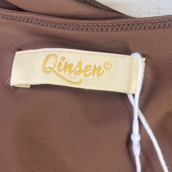 Qinsen Bodysuit Womens Medium Chocolate Brown Long Sleeve New - Picture 5 of 9
